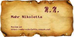 Mahr Nikoletta névjegykártya