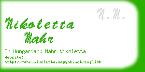 nikoletta mahr business card